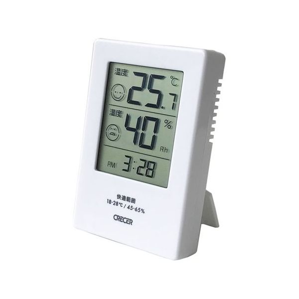 クレセル デジタル時計付温湿度計 100個入 CR-2600W 1ケース(100個) 64-8891-84（直送品）