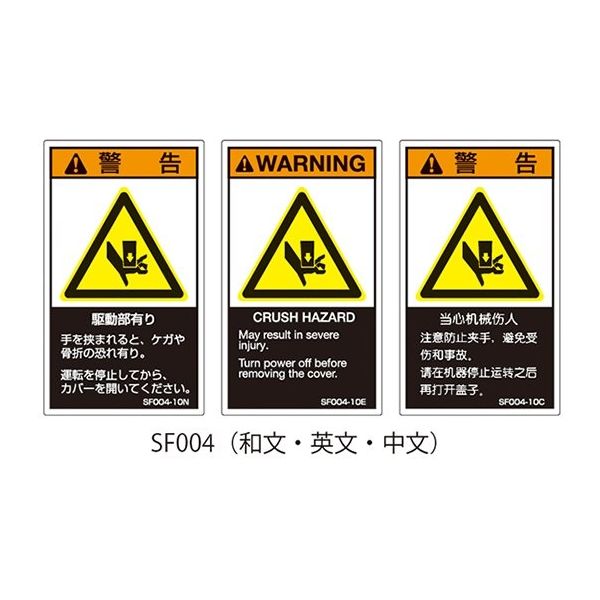 セフティデンキ SFシリーズ PL警告ラベル SEMI規格対応 和文 大 駆動部有り SF004-20N 1式(25枚)（直送品）