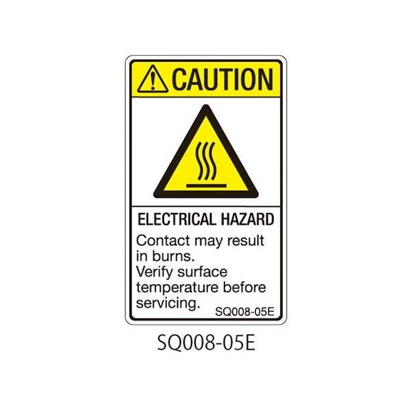 セフティデンキ SQシリーズ 注意ラベル 縦型 英文 高温注意 SQ008-05E 1式(25枚) 63-5607-72（直送品）