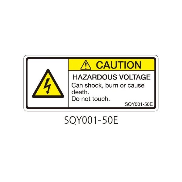セフティデンキ SQYシリーズ 注意ラベル 横型 英文 電圧注意 SQY001-50E 1式(25枚) 63-5607-95（直送品）