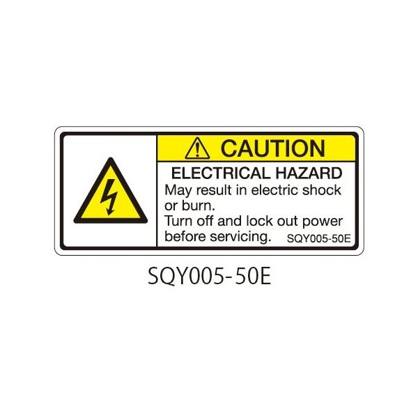 セフティデンキ SQYシリーズ 注意ラベル 横型 英文 感電注意 SQY005-50E 1式(25枚) 63-5607-99（直送品）