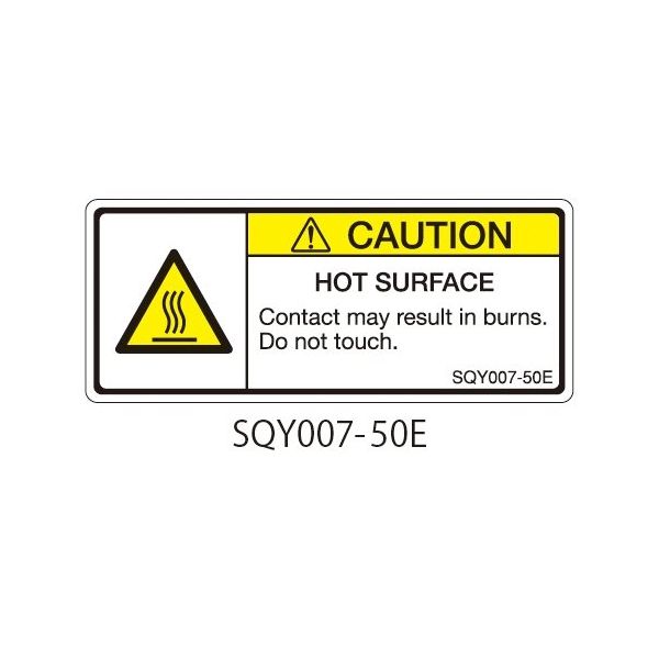 セフティデンキ SQYシリーズ 注意ラベル 横型 英文 高温注意 SQY007-50E 1式(25枚) 63-5608-02（直送品）