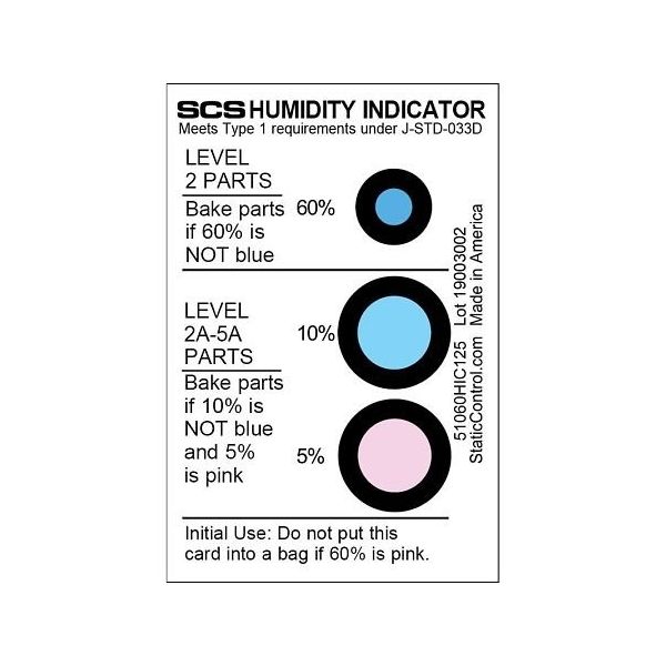 DESCO JAPAN 湿度表示カード 5%ー10%ー60% 51060HIC125 1セット(125枚) 64-2942-24（直送品）