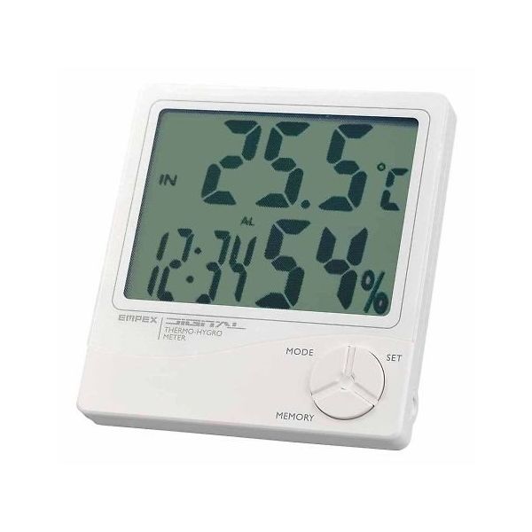 エンペックス気象計 デカデジ 温湿度計(時計/カレンダー付き) TD-8240 1台 64-3279-88（直送品）