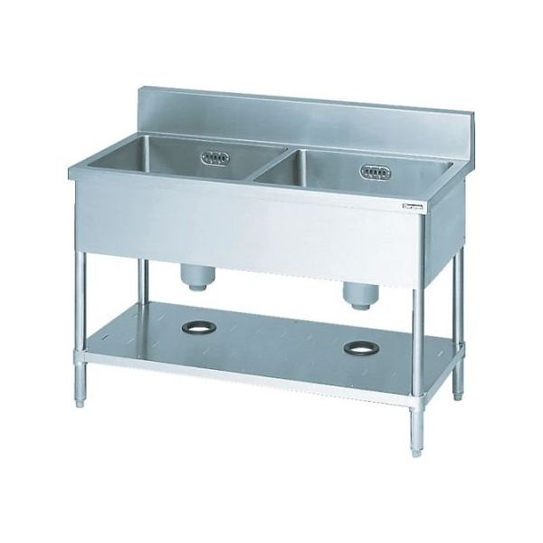 maruzen 二槽シンク1200×600×800(ホース付) BS2-126 1台 61-3243-11（直送品）