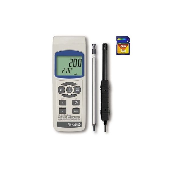 マザーツール SDデータロガデジタル熱線式風速・風量計 校正証明書付 AM-4224SD(KOUSEI) 1個 64-3729-44（直送品）