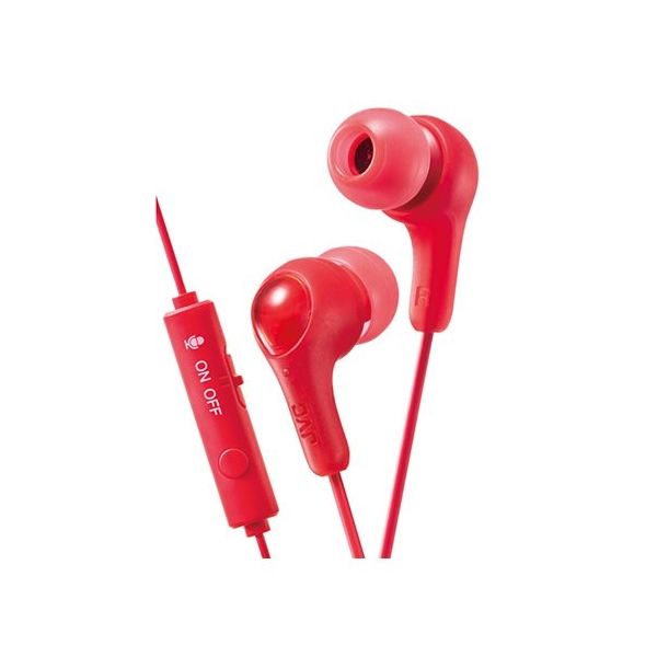JVCケンウッド マイク付きインナーヘッドホン(レッド) HA-FX7G-R 1個 64-3972-95（直送品）