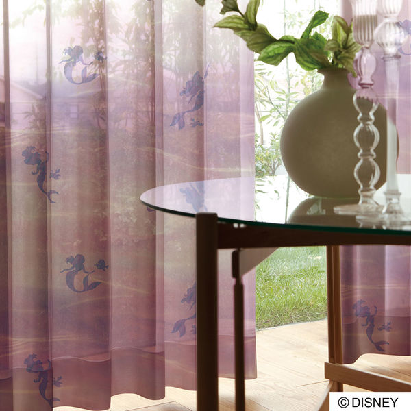 スミノエ DISNEY セミオーダー レースカーテン プリンセス アクア 2100×1040mm パープル １セット(2枚入)（直送品） 26,498円