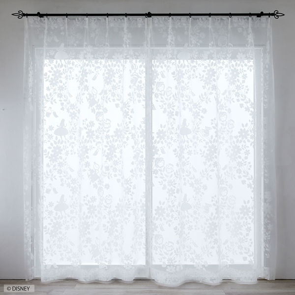 スミノエ DISNEY セミオーダー レースカーテン アリス スウィートフラワーボイル 1600×1040mm ホワイト １セット(2枚入)（直送品）
