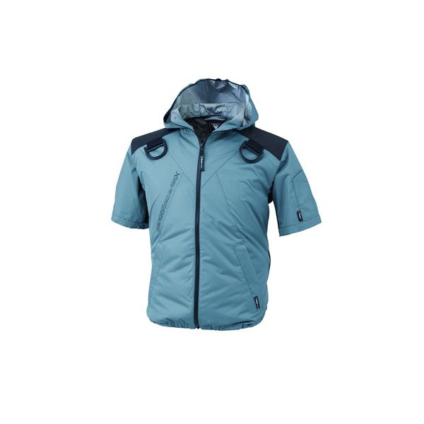 日本全国送料無料商品 特集 ジーベック 空調服ハーネス遮熱フード半袖 M ブルーグレー 作業服
