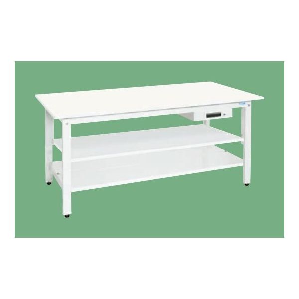 軽量作業台(KHタイプ/均等耐荷重350kg/抗菌・抗ウイルスポリエステル天板/H800mm/固定式/中棚・中板付) KHー38AVPWT2（直送品）