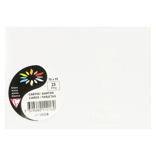 ポレン　カード　70×95ｍｍ　210g/平方m　ホワイト QJCF11216 1セット(25枚入×10パック) クレールフォンテーヌ（直送品）