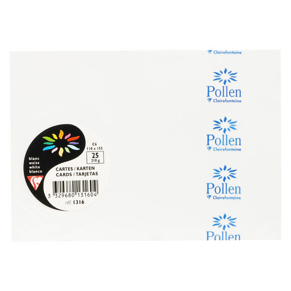 ポレン　カード　110×155ｍｍ　210g/平方m　ホワイト QJCF1316 1セット(25枚入×10パック) クレールフォンテーヌ（直送品）