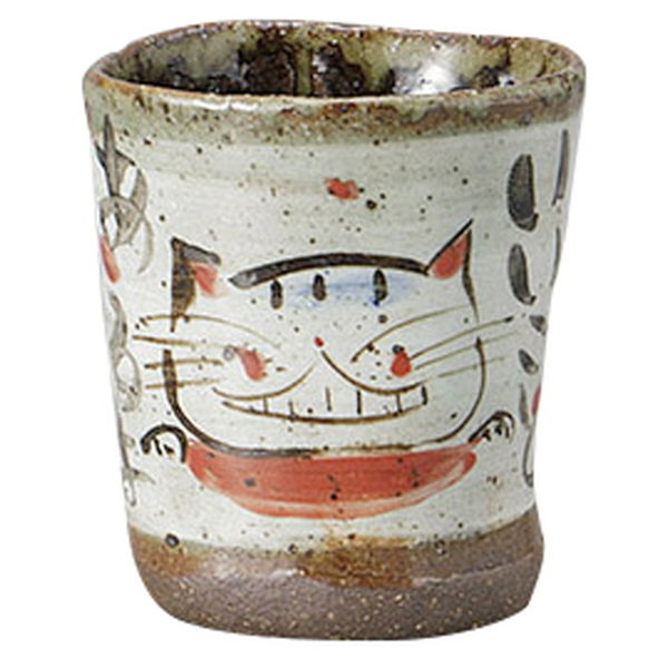 みやび街道 酒器 手造リホッコリ猫赤フリーカップ (3個入) mkd-42502083（直送品）