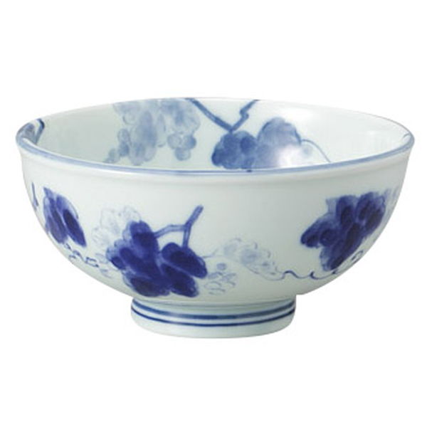 みやび街道 飯碗 藍染ブドウ軽量茶碗 (7個入) mkd-53702343（直送品）