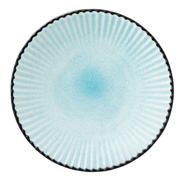 みやび街道 中皿 黒土化粧シノギ7.0皿(ブルー) (2個入) mkd-64705253（直送品）