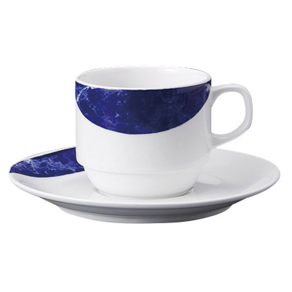 みやび街道 カップ＆ソーサー ダイアセラム(ブルー)スタックコーヒー碗皿 (3個入) mkd-77351373（直送品）