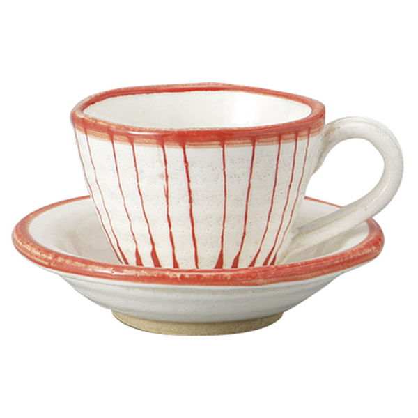 みやび街道 カップ＆ソーサー 赤一珍十草コーヒー碗皿 (2個入) mkd-77615333（直送品）