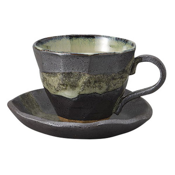 みやび街道 カップ＆ソーサー 黒銀彩雲流コーヒー碗皿 (3個入) mkd-77706323（直送品）