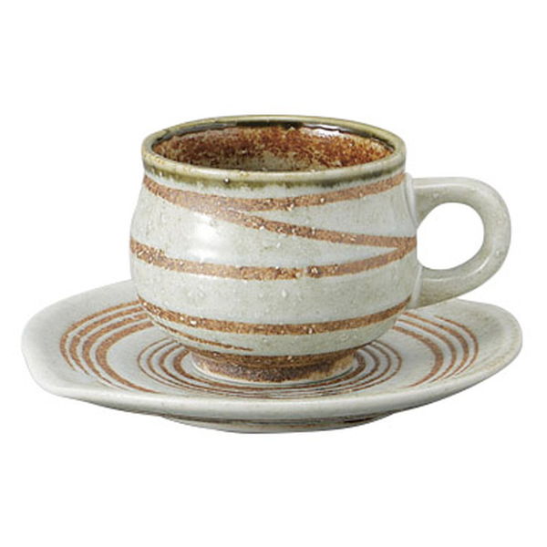 みやび街道 カップ＆ソーサー 白志野渦巻コーヒー碗皿 (3個入) mkd-77842323（直送品）