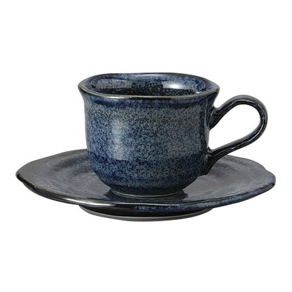 みやび街道 カップ＆ソーサー 窯変青釉コーヒー碗皿 (4個入) mkd-77866053（直送品）