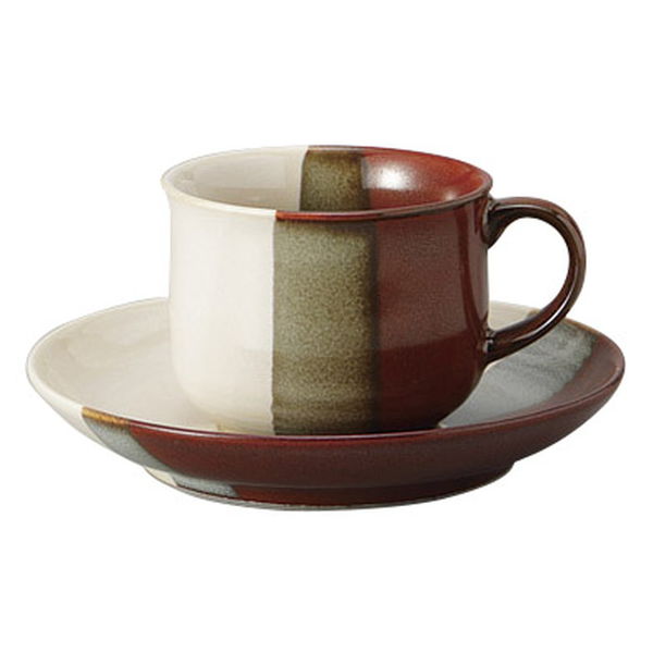 みやび街道 カップ＆ソーサー 赤茶ヌリ分コーヒー碗皿 (4個入) mkd-77872053（直送品）