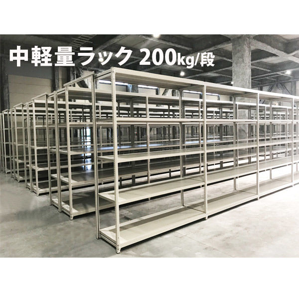 【車上渡し】フジテックス　中軽量ラック 200kg/段 1500*450*2100 4段 単体 ライトグレー　1台（直送品）