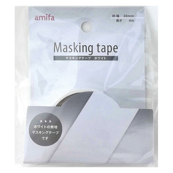 アミファ 79371 マスキングテープ 30mmx4m ホワイト 4542804079371 1箱（180個：12個入りｘ15）（直送品）