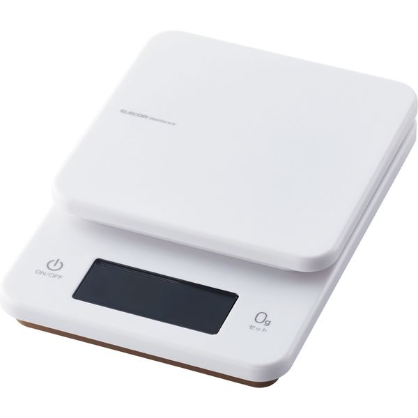 キッチンスケール デジタルスケール 計量器 はかり 最大3kg 0.5g単位 ホワイト HCS-KSA01WH エレコム 1個 - アスクル