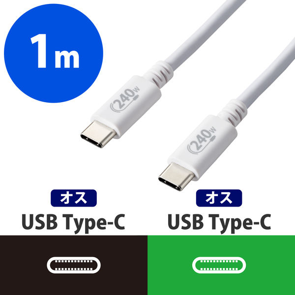 Type C to Type C 1m ケーブル PD 240W 48V 急速充電 Thunderbolt 3対応 USB4.0 40Gbps データ転送 8K 60Hz 映像出力 タイプC Type-C 充電ケーブル