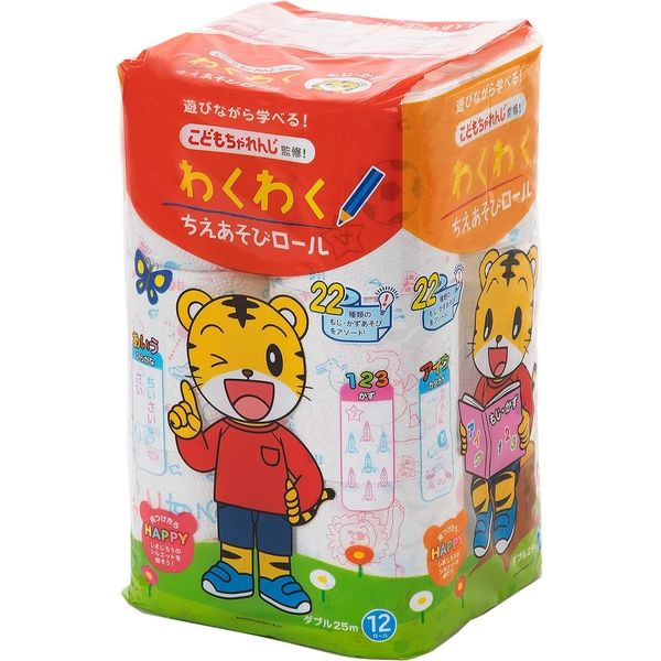 しまじろうわくわくちえあそびロールダブル 4902727011368 12巻×8点セット 丸富製紙（直送品）