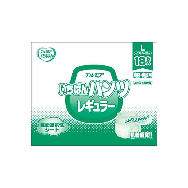 エルモア いちばん パンツレギュラー 病院・施設用 L 4971633713345 18枚×6点セット カミ商事（直送品）