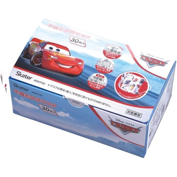 スケーター 不織布子供マスクカーズ MSKP30 4973307575662 1セット(30枚×12点セット)（直送品）
