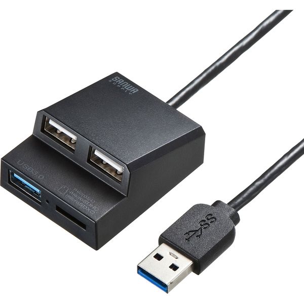 サンワサプライ USB3.2Gen1+USB2.0コンボハブ　カードリーダー付き USB-3HC315BKN 1個