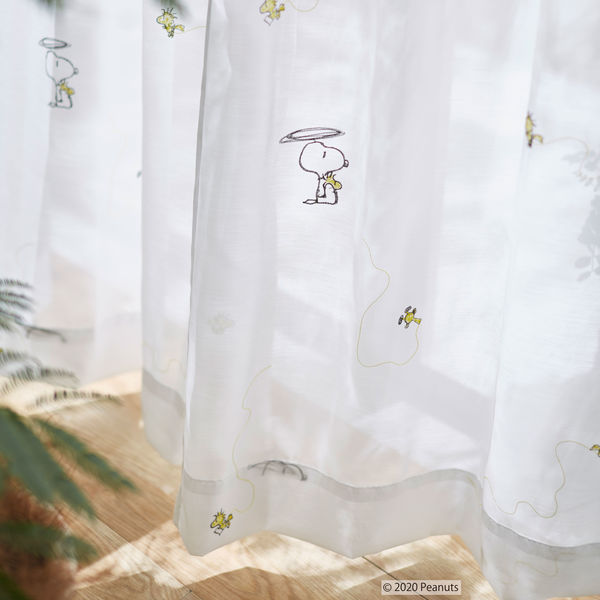 スミノエ PEANUTS セミオーダー レースカーテン ヘリコプターボイル 1800×1040mm イエロー 1セット(2枚入)（直送品） 23,157円