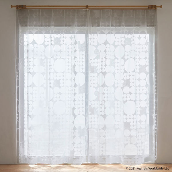 スミノエ PEANUTS セミオーダー レースカーテン チックチック 2300×1040mm ホワイト 1セット(2枚入)（直送品） 26,498円