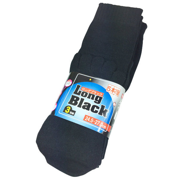小野商事 5本指靴下 ロングソックス ブラック 1セット（3足組×5） AG279　1セット（15足）（直送品）
