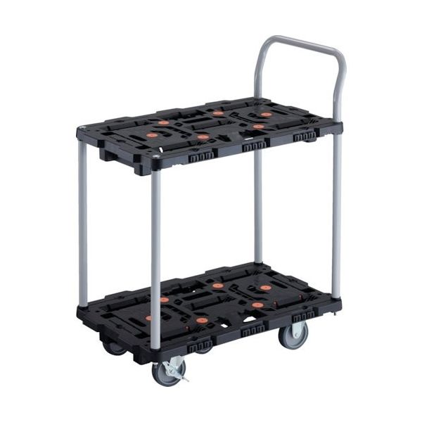 TRUSCO 連結式樹脂製2段台車 ビートル 700X450 自在3輪 内2輪ストッパー付 ハンドル付 BT724J3S2-E100 1台（直送品）