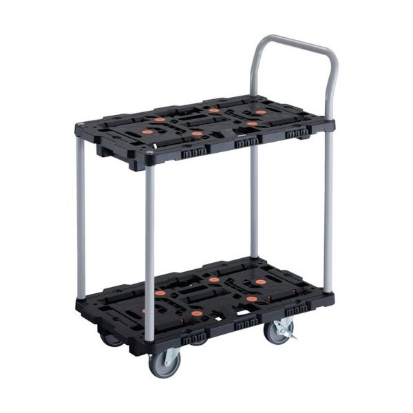 TRUSCO 連結式樹脂製2段台車 ビートル 700X450 自在5輪 内2輪ストッパー付 ハンドル付 BT724J5S2-E100 1台（直送品）