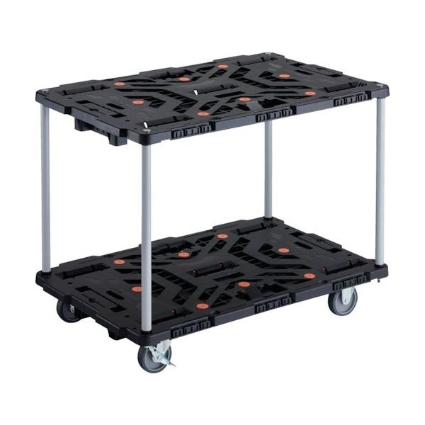 TRUSCO 連結式樹脂製2段台車 ビートル 900X600 自在3輪 内2輪ストッパー付 ハンドルなし BT920J3S2-E100 1台（直送品）