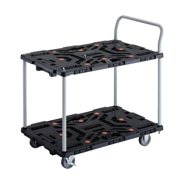 TRUSCO 連結式樹脂製2段台車 ビートル 900X600 自在3輪 内2輪ストッパー付 ハンドル付 BT924J3S2-E100 1台（直送品）