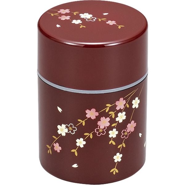 宮本産業 茶筒 溜 花さくら 260ml 漆器 日本製 295962 1個（直送品）