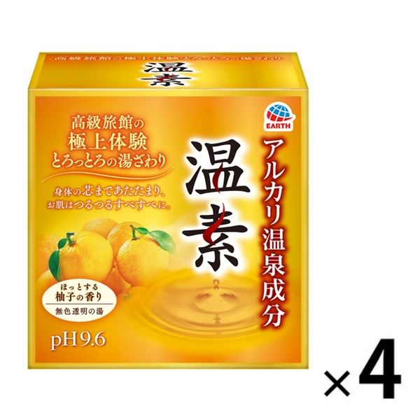 入浴剤 温泉の素 温素 柚子の香り 4箱 (30g×15包入×4) (透明タイプ) アース製薬