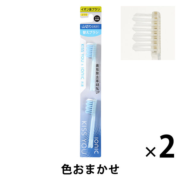 キスユー イオン歯ブラシ 替えブラシ 山切りレギュラー ふつう 1セット（2本入×2個）アイオニック