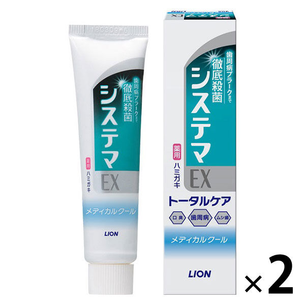 システマ EXハミガキ メディカルクール タテ 30g 1セット（2本）ライオン 歯磨き粉 歯周病予防 - アスクル