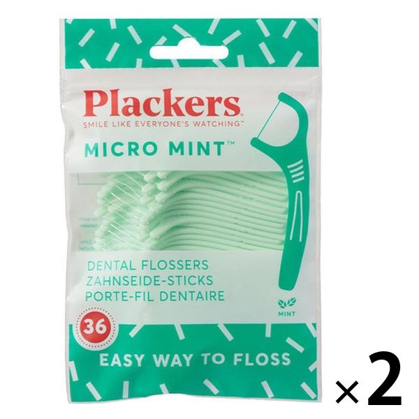 プラッカーズ （plackers） マイクロクリーン デンタルフロス ミント味 1セット（36本×2個） アメリカ発 歯間清掃