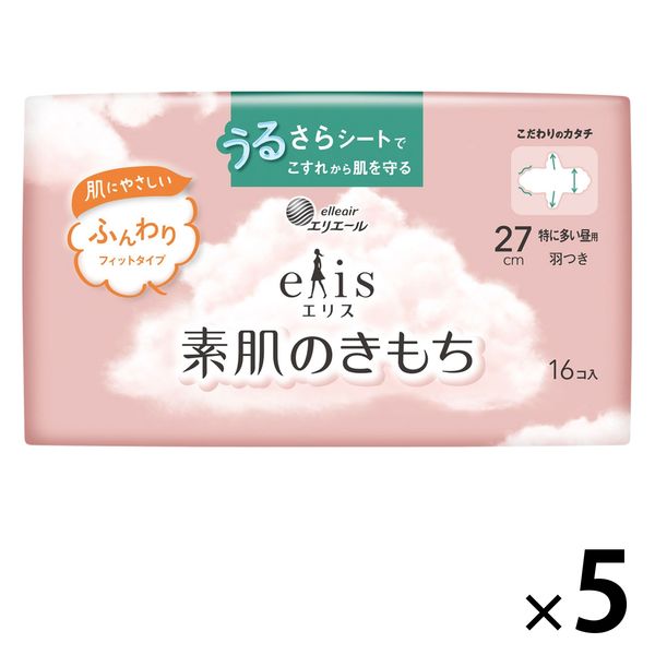 まとめ) 大王製紙 エリス 素肌のきもち(特に多い昼用) 羽つき 16枚