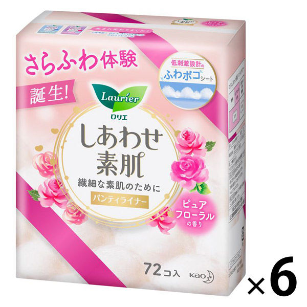 ライナー 14cm ロリエ しあわせ素肌 パンティライナー ピュアフローラルの香り 1セット（72枚×6個） 花王