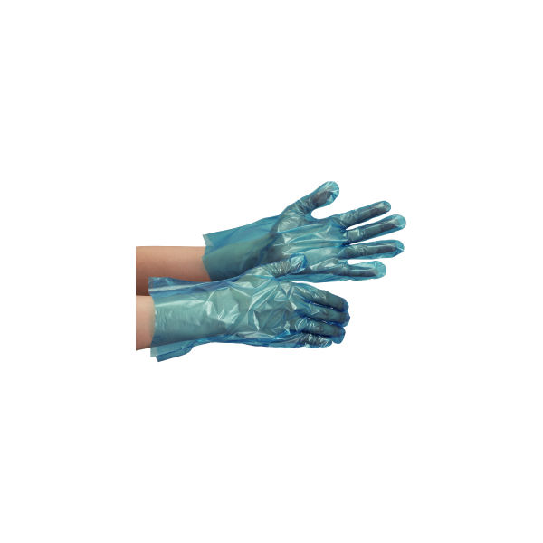 ミドリ安全 片エンボスポリエチ手袋 ベルテ504 ブルー M (200X50袋) 4049150420 1箱(10000枚)（直送品）