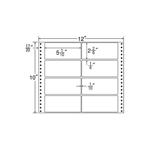 東洋印刷 ナナフォーム タックフォームラベル 白 8面 1箱=500折(4000枚) M12U（直送品）